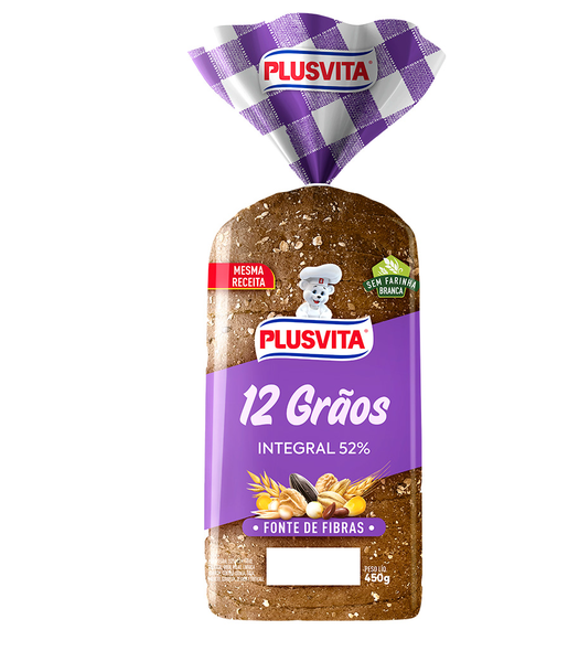 Pão PlusVita 12 Grãos 52% Integral 450g