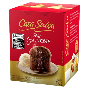Panettone Casa Suíça Petit Gattone Recheio Chocolate Amargo 130g