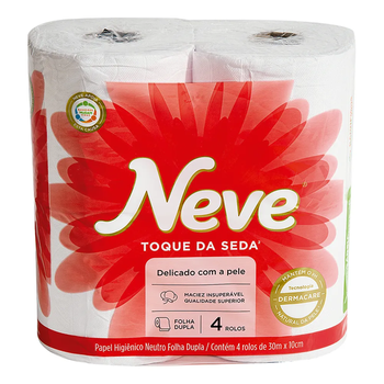 Papel Higiênico Neve Folha Dupla Toque de Seda 4 unidades 30m