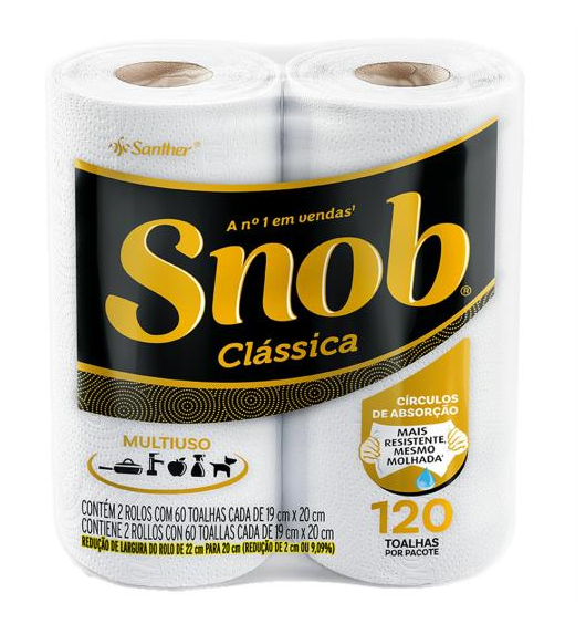 Papel Toalha Snob Clássica Folha Dupla 2 Unidade