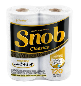 Papel Toalha Snob Clássica Folha Dupla 2 Unidade