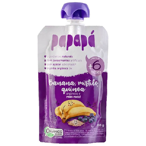 Papinha Papapá Orgânico Banana Mirtilo e Quinoa 100g
