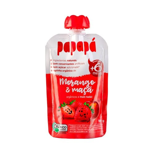 Papinha Papapá Orgânico Morango e Maçã 100g