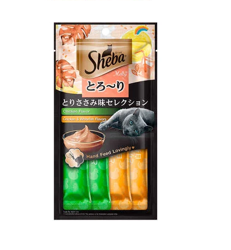 Petisco Sheba Cremoso Sabores Frango e Peixe Branco 48g