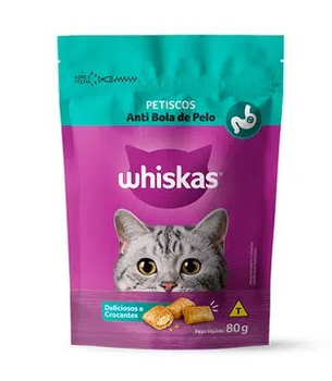 Petiscos Whiskas Deliciosos e Crocantes Anti Bola de Pelo 40g