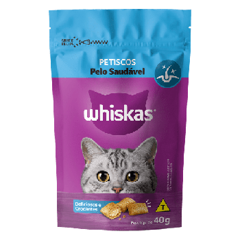 Petiscos Whiskas Deliciosos e Crocantes  Pelo Saudável 40g
