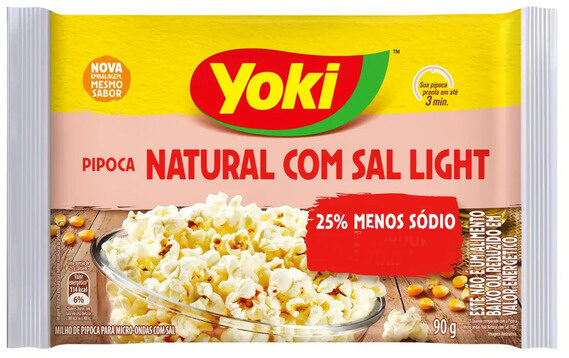 Pipoca Microondas Yoki Natural com Sal Light 90g