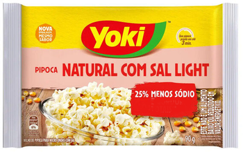 Pipoca Microondas Yoki Natural com Sal Light 90g