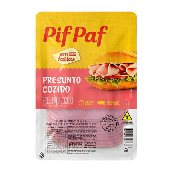 Presunto Cozido Pif Paf Fatiado 180g