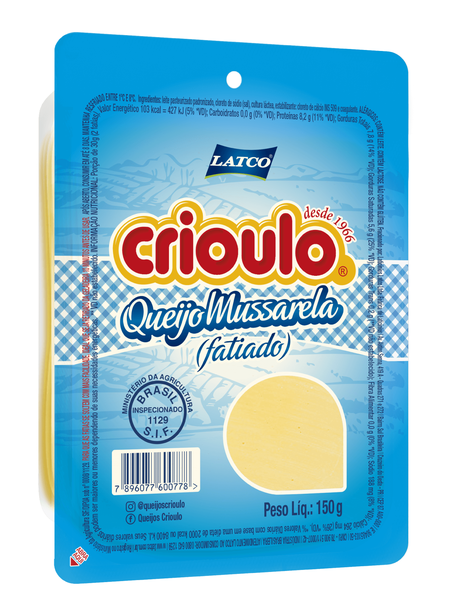 Queijo Crioulo Mussarela Embalado 150g