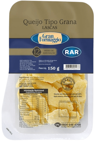 Queijo Rar Grana Lascas 150g