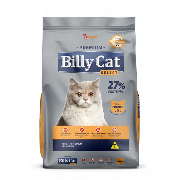 Raçao para Gatos Billy Cat Select Frango 27% Proteína 1kg