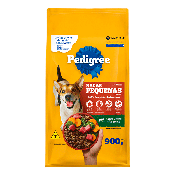 Ração Pedigree Adulto Raças Pequenas Carne e Vegetais 900g