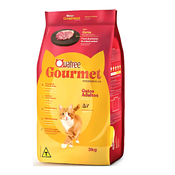 Ração Quatree Gourmet Gatos Adultos Carne 3kg