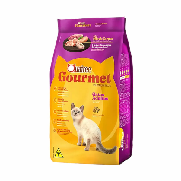 Ração Quatree Gourmet Gatos Adultos Mix de Carne 1kg