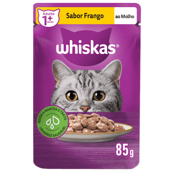 Ração Whiskas Adulto Frango Sachê 85g