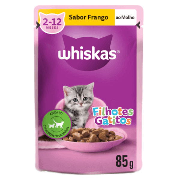 Ração Whiskas Filhotes Frango Sachê 85g