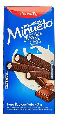 Rolinho Wafer Parati Minueto Chocolate e Leite 40g