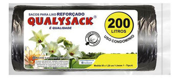 Saco de Lixo Qualysack Rolo Preto 200l 90X115cm 5 sacos
