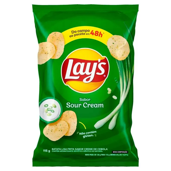 Salgadinho Elma Chips Batata Lays Sour Cream 115g