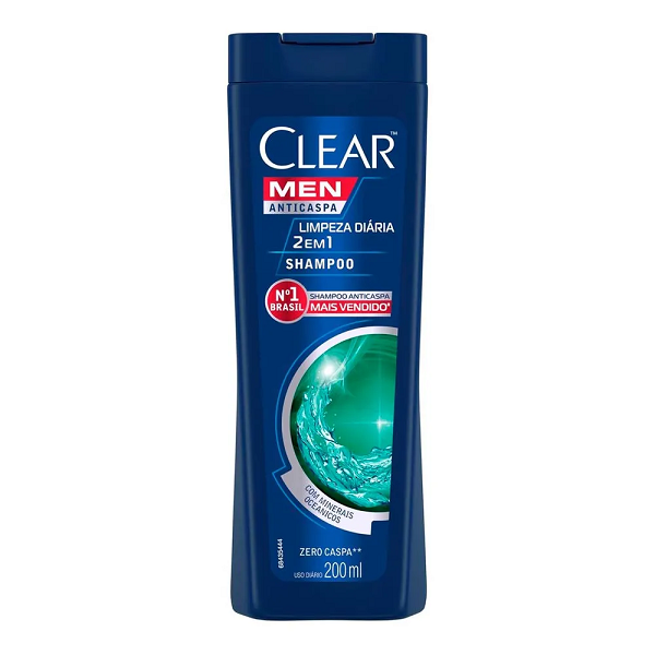 Shampoo Anticaspa Clear Men Limpeza Diária 2 em 1 200ml