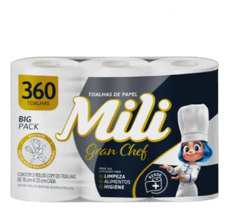 Toalha de Papel Mili Gran Chef 360 Folhas