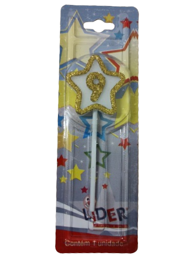 Vela Estrelinha Dourada Lider Festa N 9