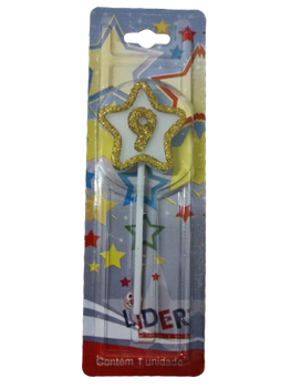 Vela Estrelinha Dourada Lider Festa N 9