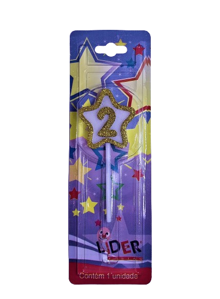 Vela  Líder Festas Estrelinha Dourada N°2 Un