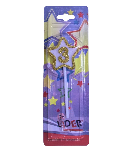 Vela Líder Festas Estrelinha Dourada N°3 Un
