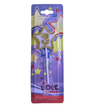 Vela Líder Festas Estrelinha Dourada N°3 Un