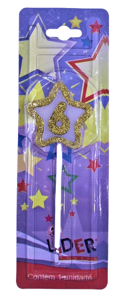 Vela Líder Festas Estrelinha Dourada N°6 Un