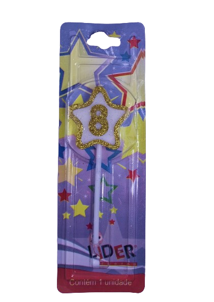 Vela Líder Festas Estrelinha Dourada N°8 Un