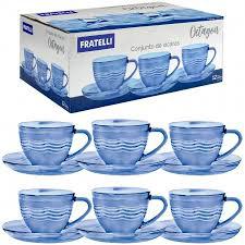 CJTO DE XICARA DE CHA AZUL OCTAGON 12PCS