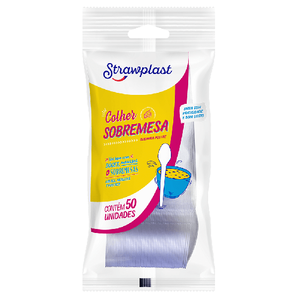 COLHER SOBREMESA CRISTAL STRAWPLAST C/50