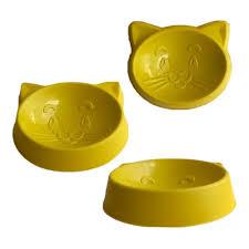COMEDOURO PLASTICO GATOS 100ML AMARELO