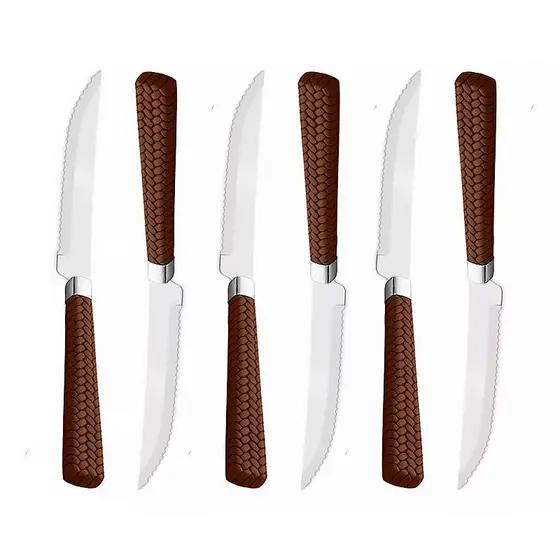 FACA PARA CHURRASCO RATTAN VERMELHO 6PCS