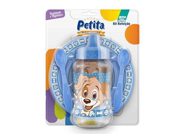 KIT REFEICAO C/COPO AZUL COLOR URSO 270M