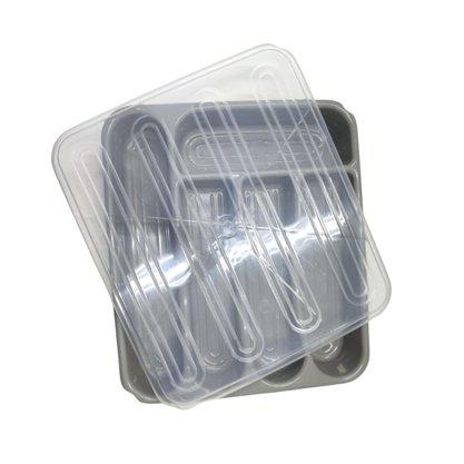 PORTA TALHERES C/ TAMPA CINZA TITANIO DE