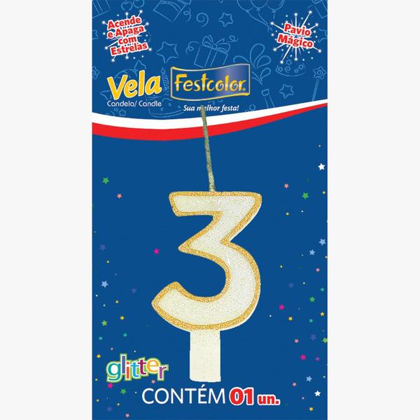 VELA FESTCOLOR GLITTER OURO N 3