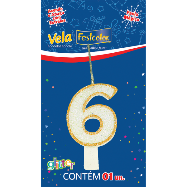 VELA FESTCOLOR GLITTER OURO N 6