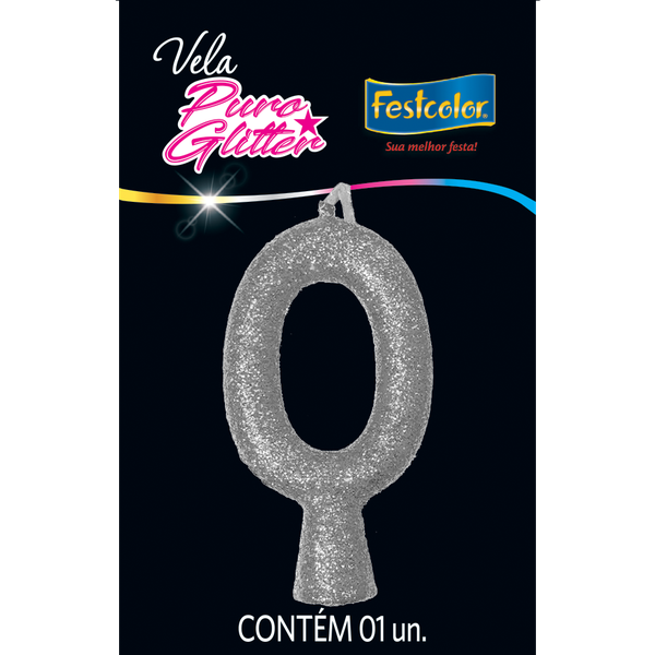VELA FESTCOLOR PURO GLITTER PRATA N 0