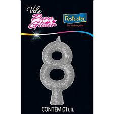 VELA FESTCOLOR PURO GLITTER PRATA N 8