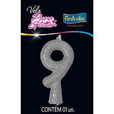 VELA FESTCOLOR PURO GLITTER PRATA N 9