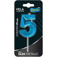 VELA FESTCOLOR SLIM METALIC AZUL N 5