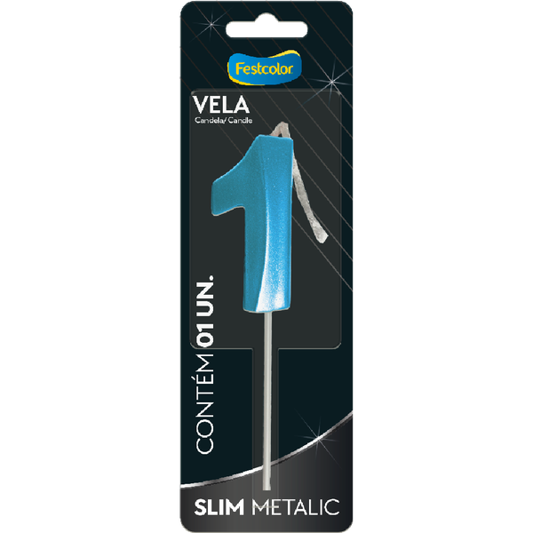 VELA FESTCOLOR SLIM METALLIC AZUL N 1