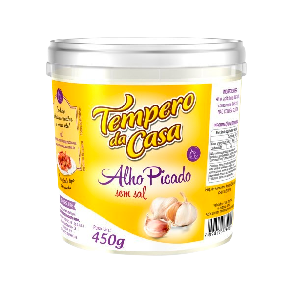 ALHO PICADO S/SAL TEMPERO DA CASA 450G
