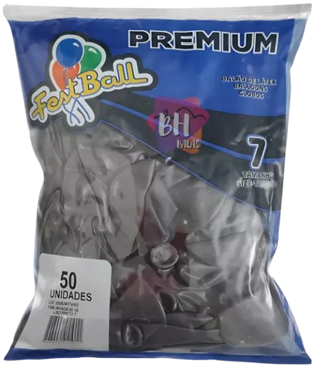 BALAO FEST BALL PRETO N:7 50UN