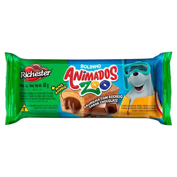 BOLINHO RICH ANIMADOS ZOO BAU/CHOC 40G