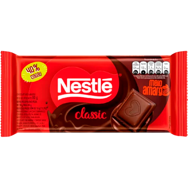 CHOC TAB NESTLE CLASSIC MEIO AMARGO 80G